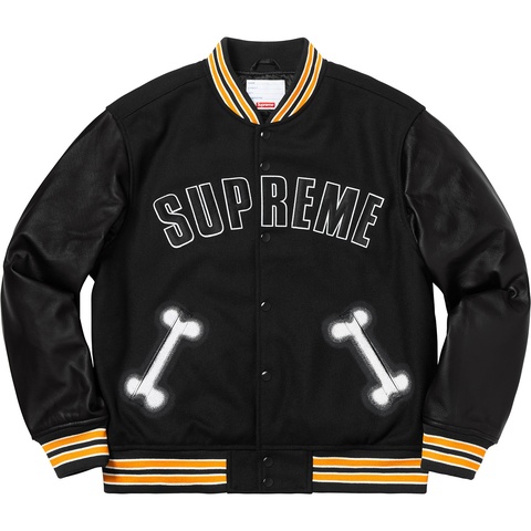 Supreme Bone Varsity Jacket - Black