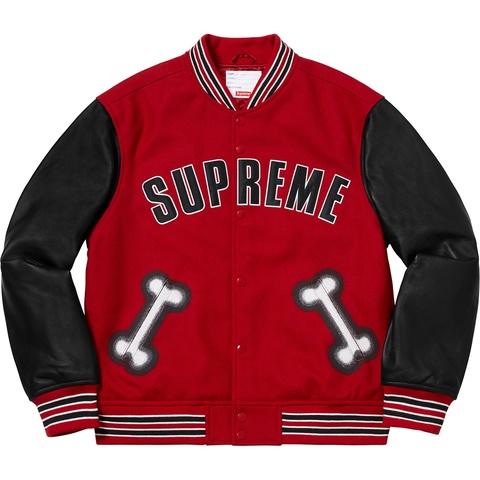 Supreme Bone Varsity Jacket - Red