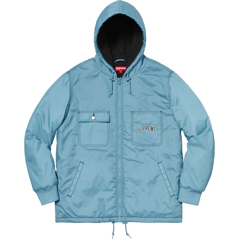 Supreme Sherpa Lined Nylon Zip Up Jacket - Dusty Blue