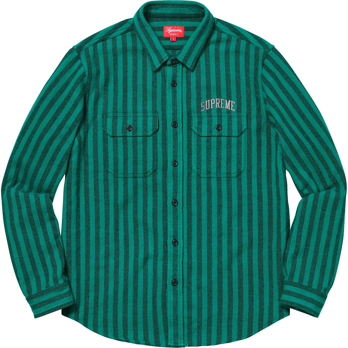 Supreme Stripe Heavyweight Flannel Shirt (FW18) - Teal - $118