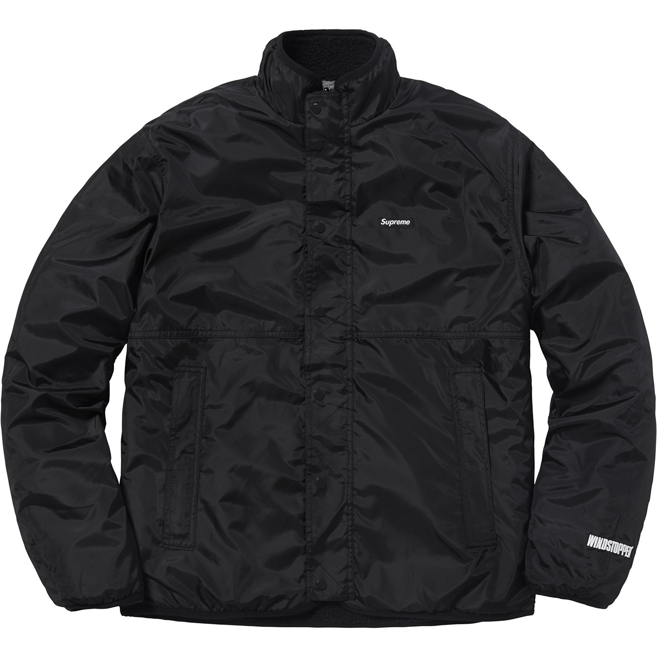 Supreme Reversible Logo Fleece Jacket (FW18) - Black - $228