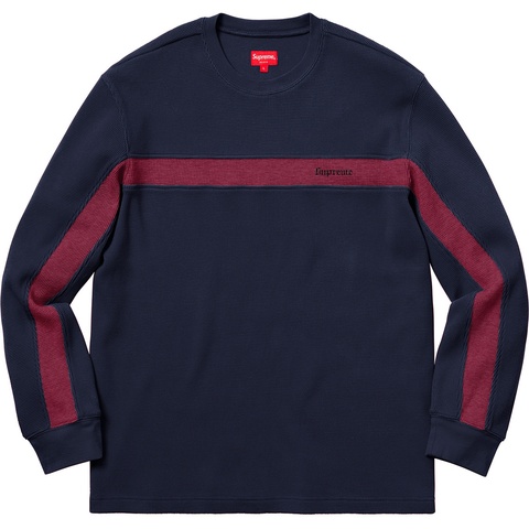 Supreme Panel Stripe Waffle Thermal - Navy