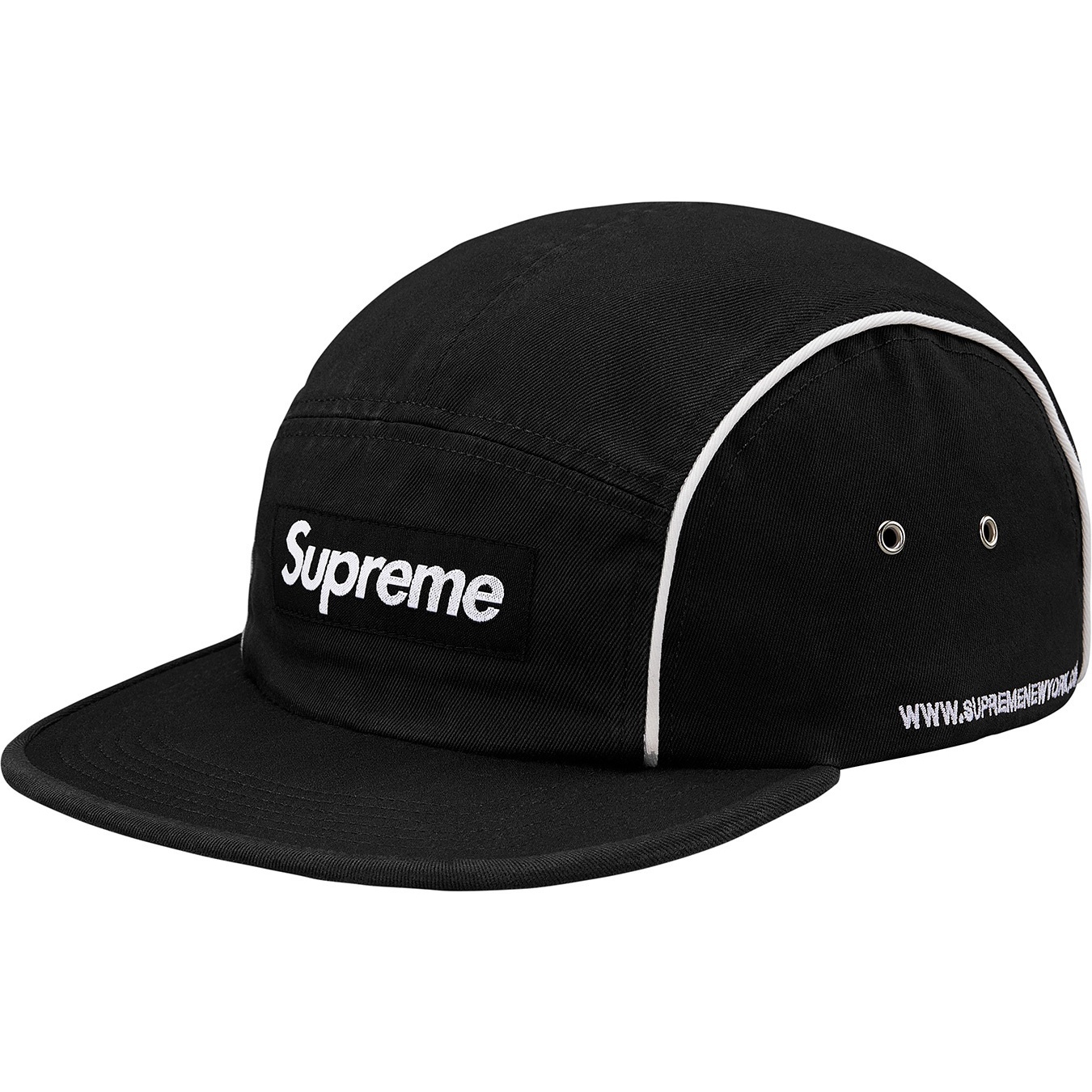 Supreme Piping Camp Cap (FW18) - Black - $48