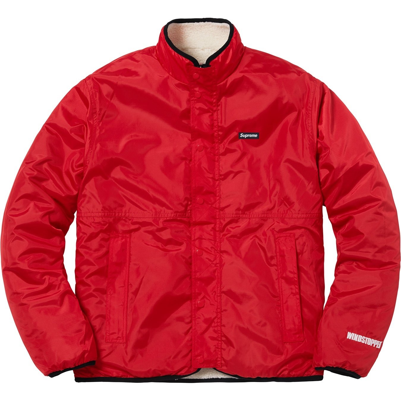 Supreme Reversible Logo Fleece Jacket (FW18) - Natural - $228