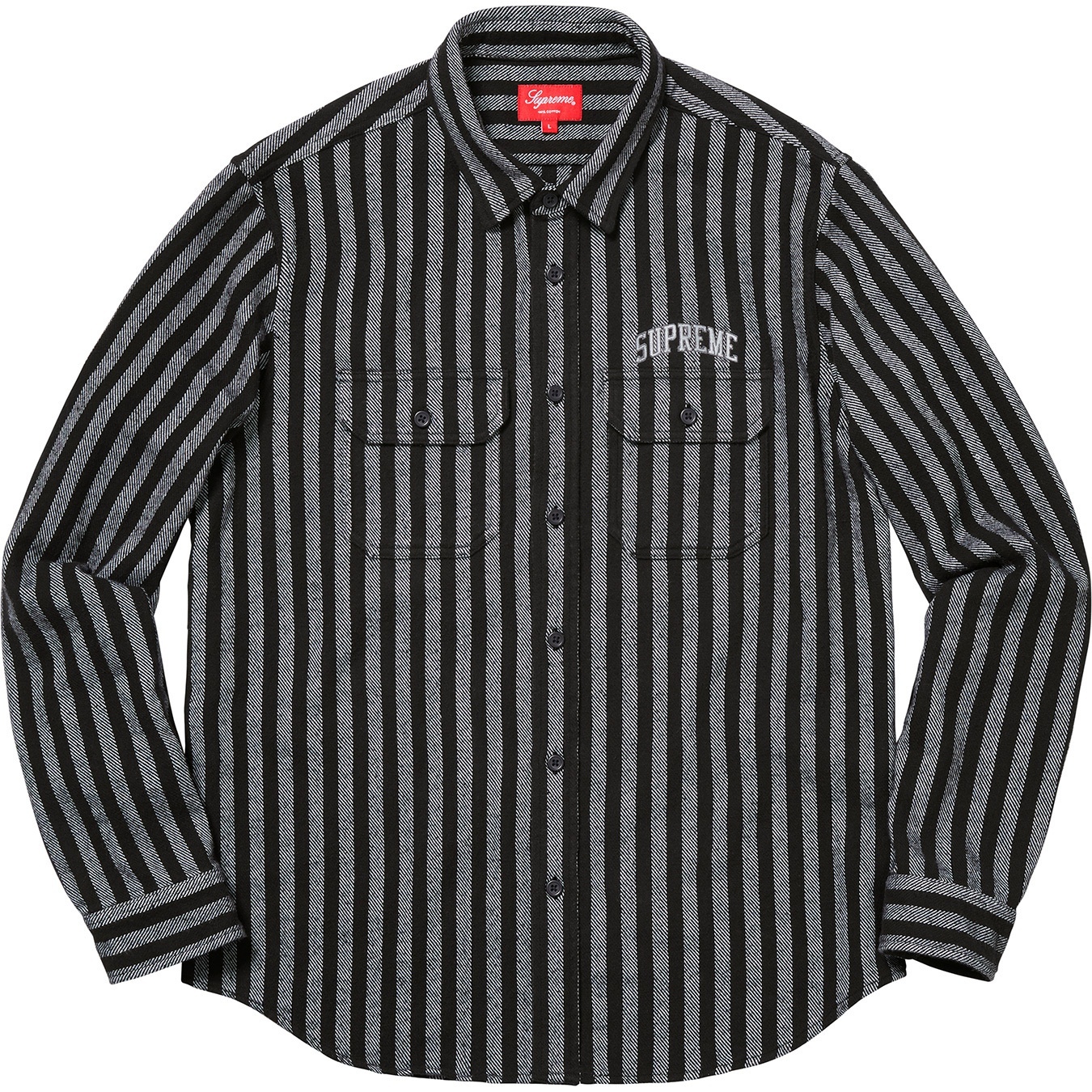 Supreme Stripe Heavyweight Flannel Shirt (FW18) - Black - $118