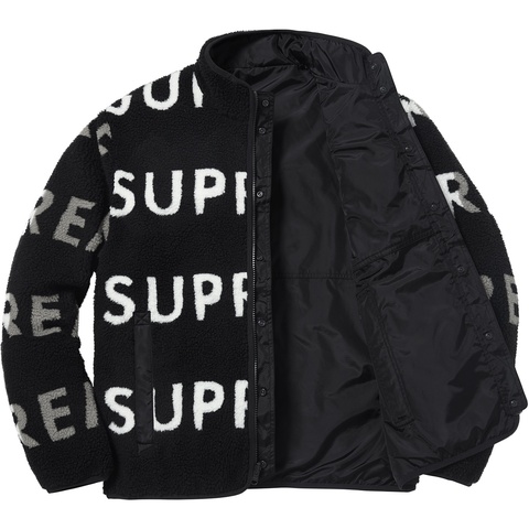 Supreme Reversible Logo Fleece Jacket - Black