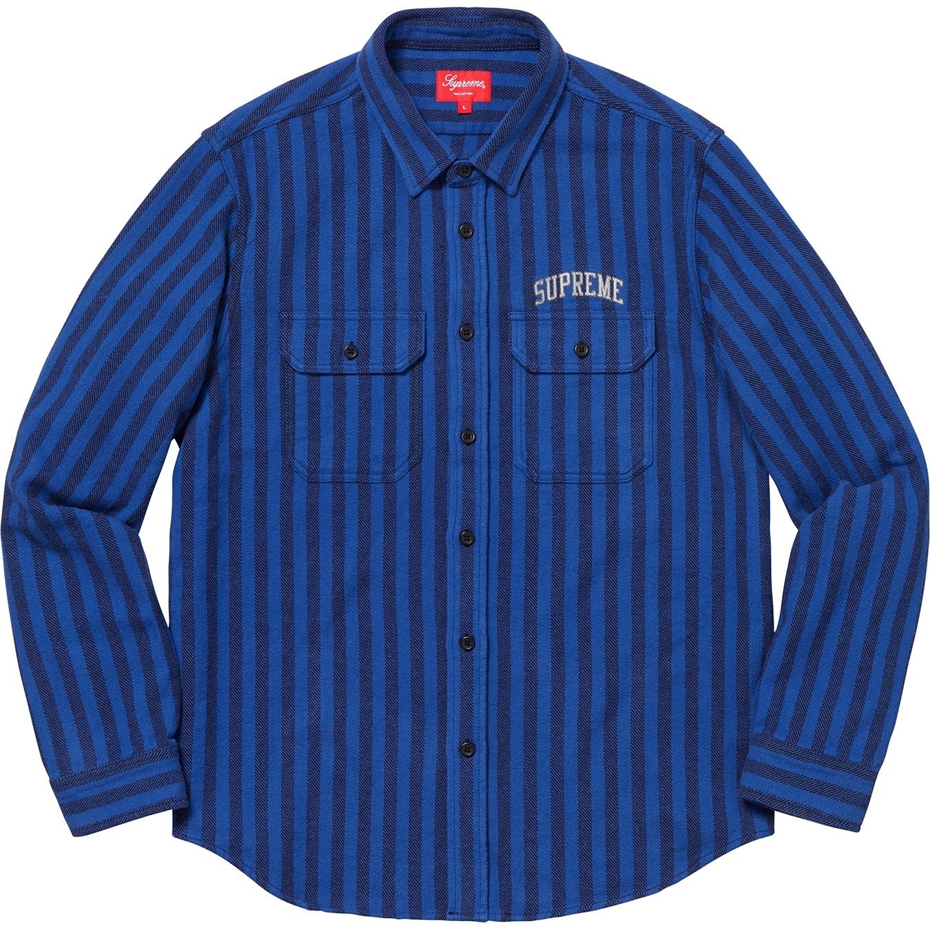 Supreme Stripe Heavyweight Flannel Shirt (FW18) - Royal - $118