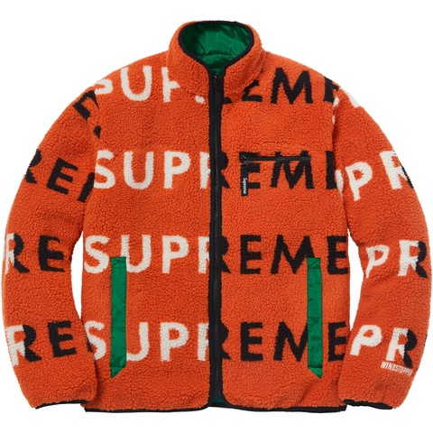 Supreme Reversible Logo Fleece Jacket - Orange