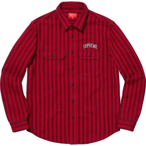 Supreme Stripe Heavyweight Flannel Shirt - Red
