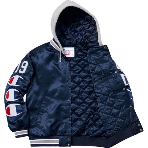 Supreme®/Champion® Hooded Satin Varsity Jacket - Supreme