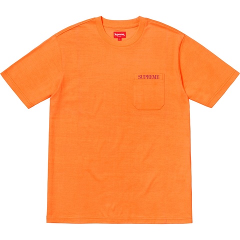 Supreme Embroidered Pocket Tee - Fluorescent Orange