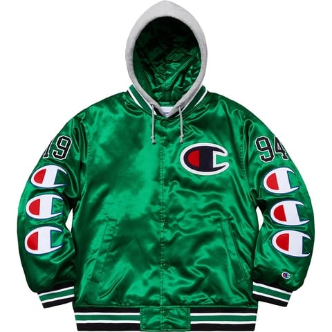 Supreme®/Champion® Hooded Satin Varsity Jacket - Supreme