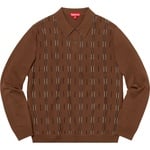 Supreme Vertical Stripe Knit L S Polo (FW18) - Brown