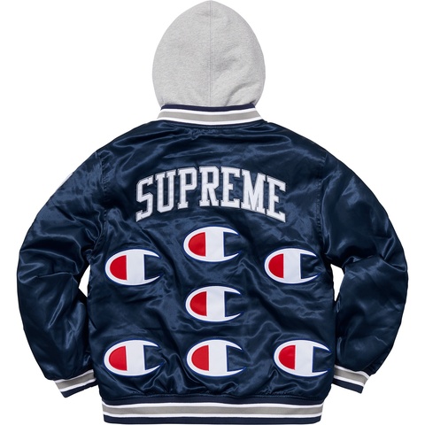 Supreme®/Champion® Hooded Satin Varsity Jacket - Supreme