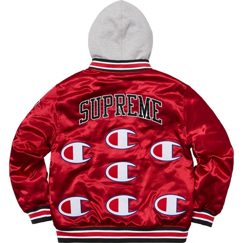 Supreme Supreme®/Champion® Hooded Satin Varsity Jacket - Red