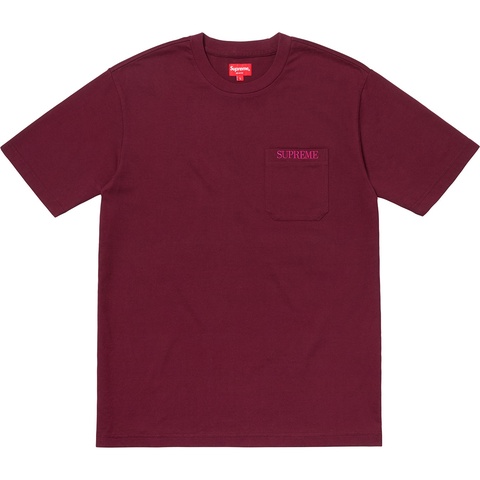 Supreme Embroidered Pocket Tee - Burgundy