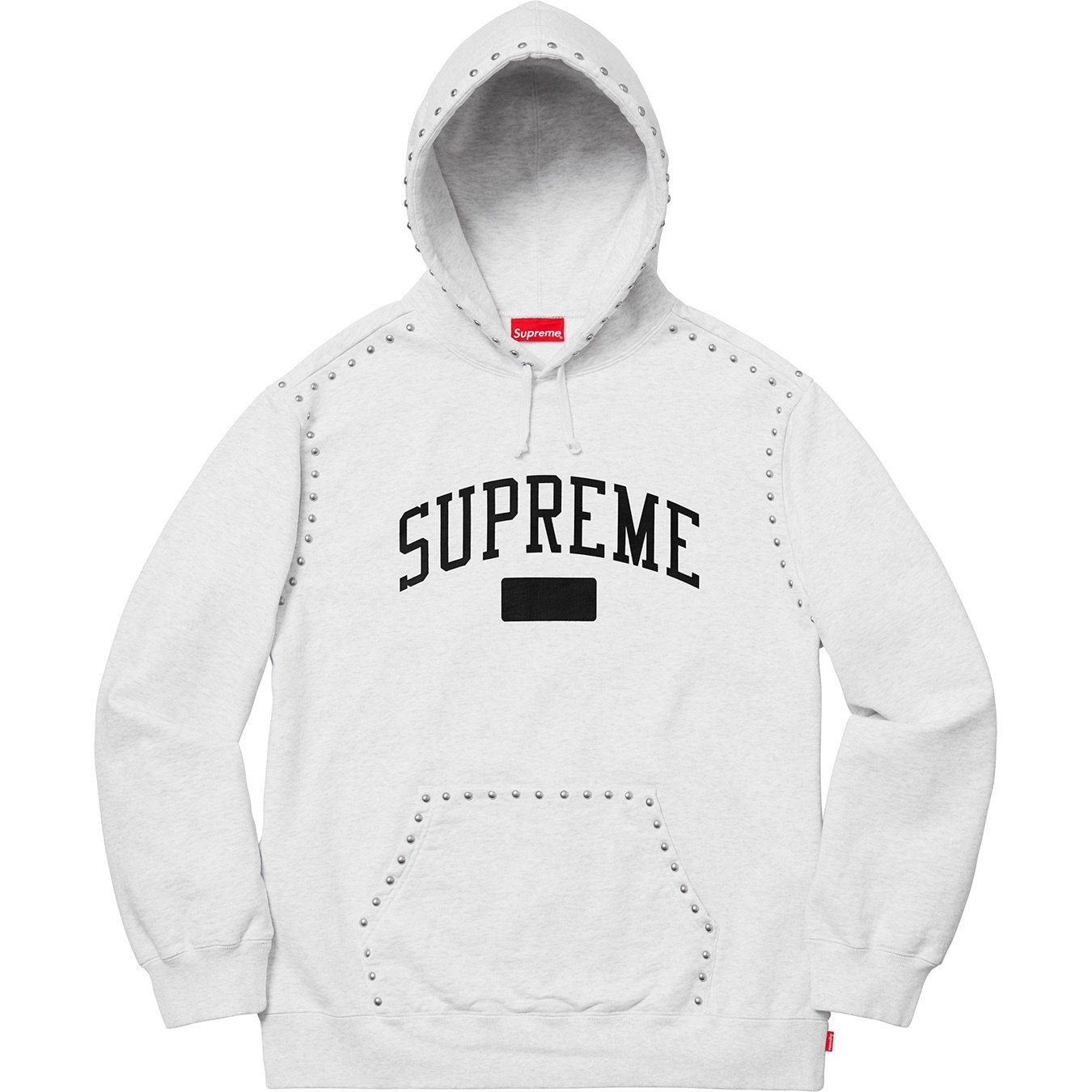 Supreme Studded Hooded Sweatshirt (FW18) - Ash Grey - $178