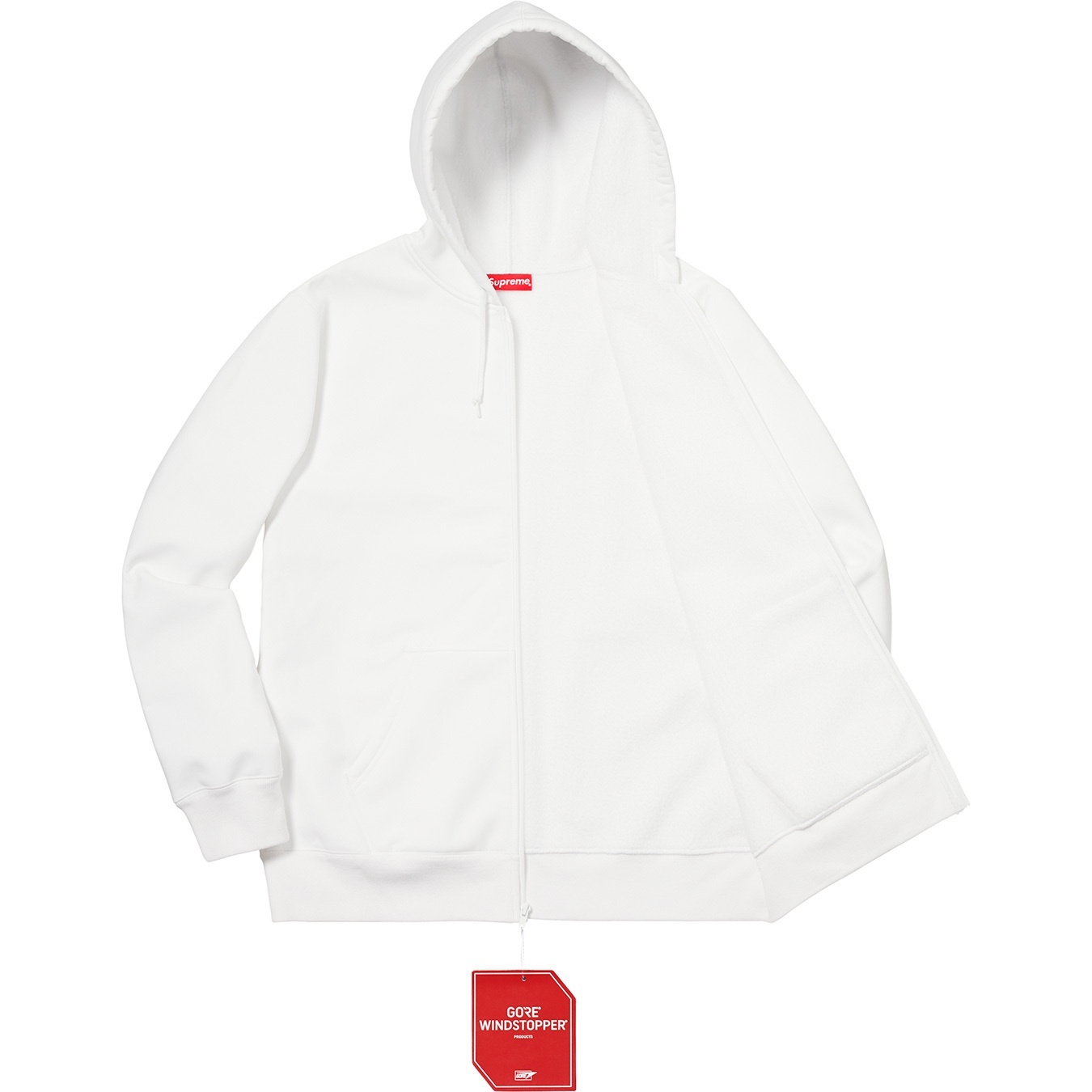 Supreme WINDSTOPPER Zip Up Hooded Sweatshirt (FW18) - White - $228