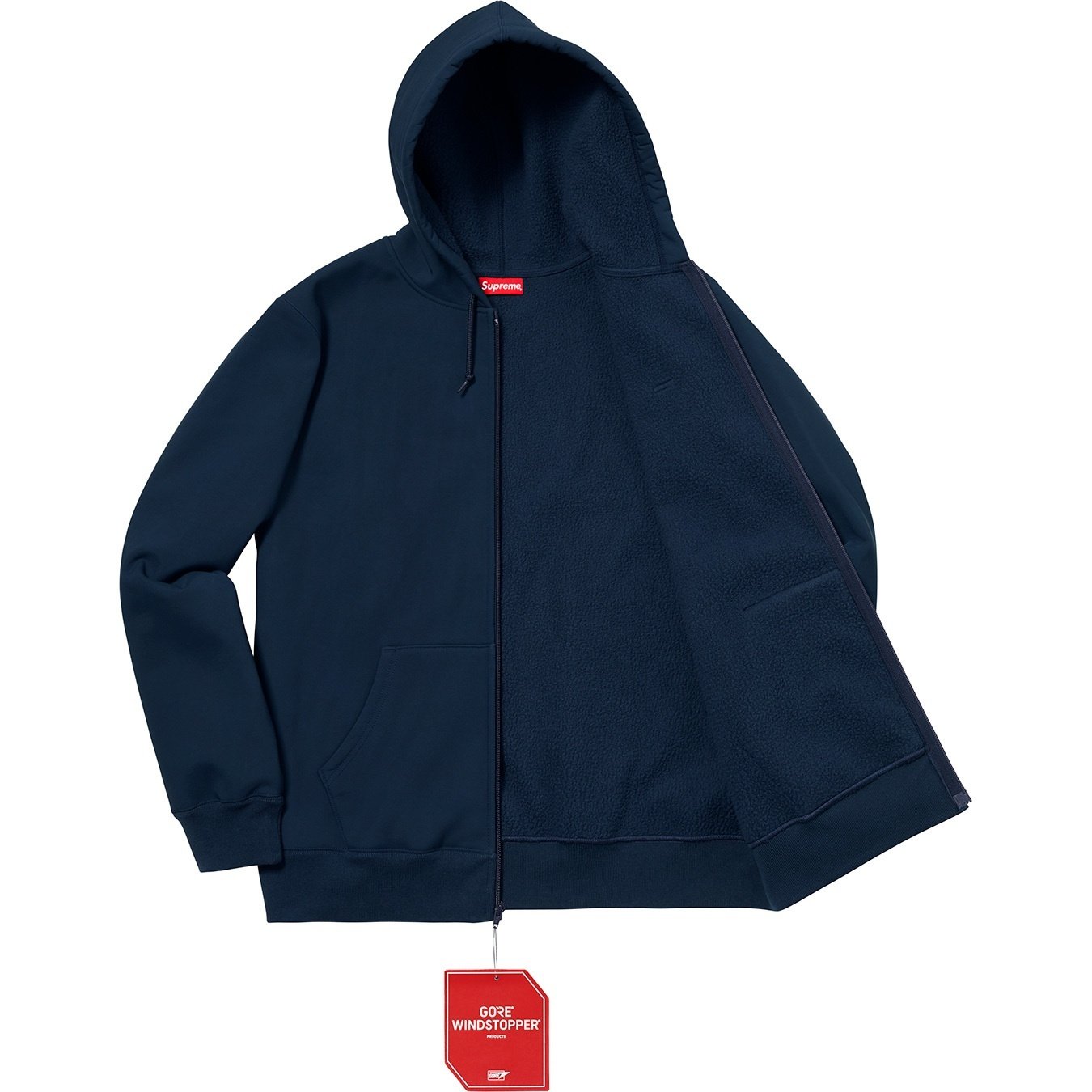 Supreme WINDSTOPPER Zip Up Hooded Sweatshirt (FW18) - Navy - $228