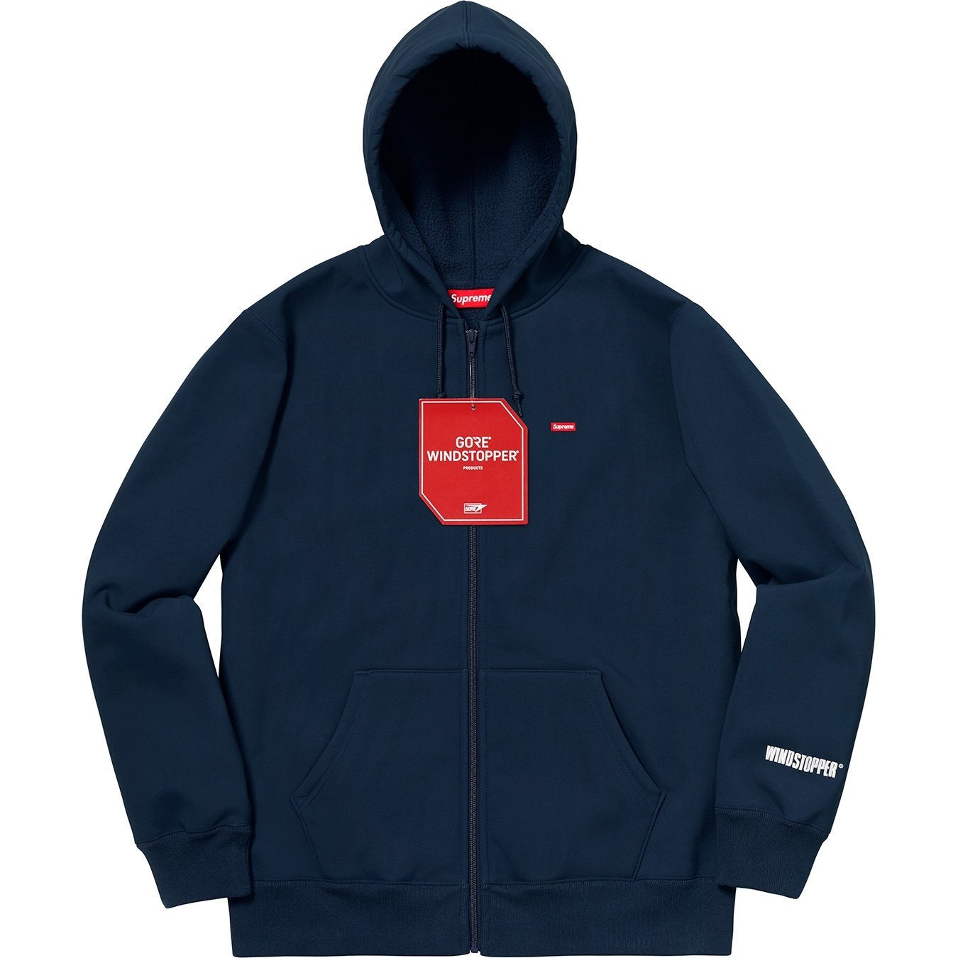 Supreme WINDSTOPPER Zip Up Hooded Sweatshirt (FW18) - Navy - $228
