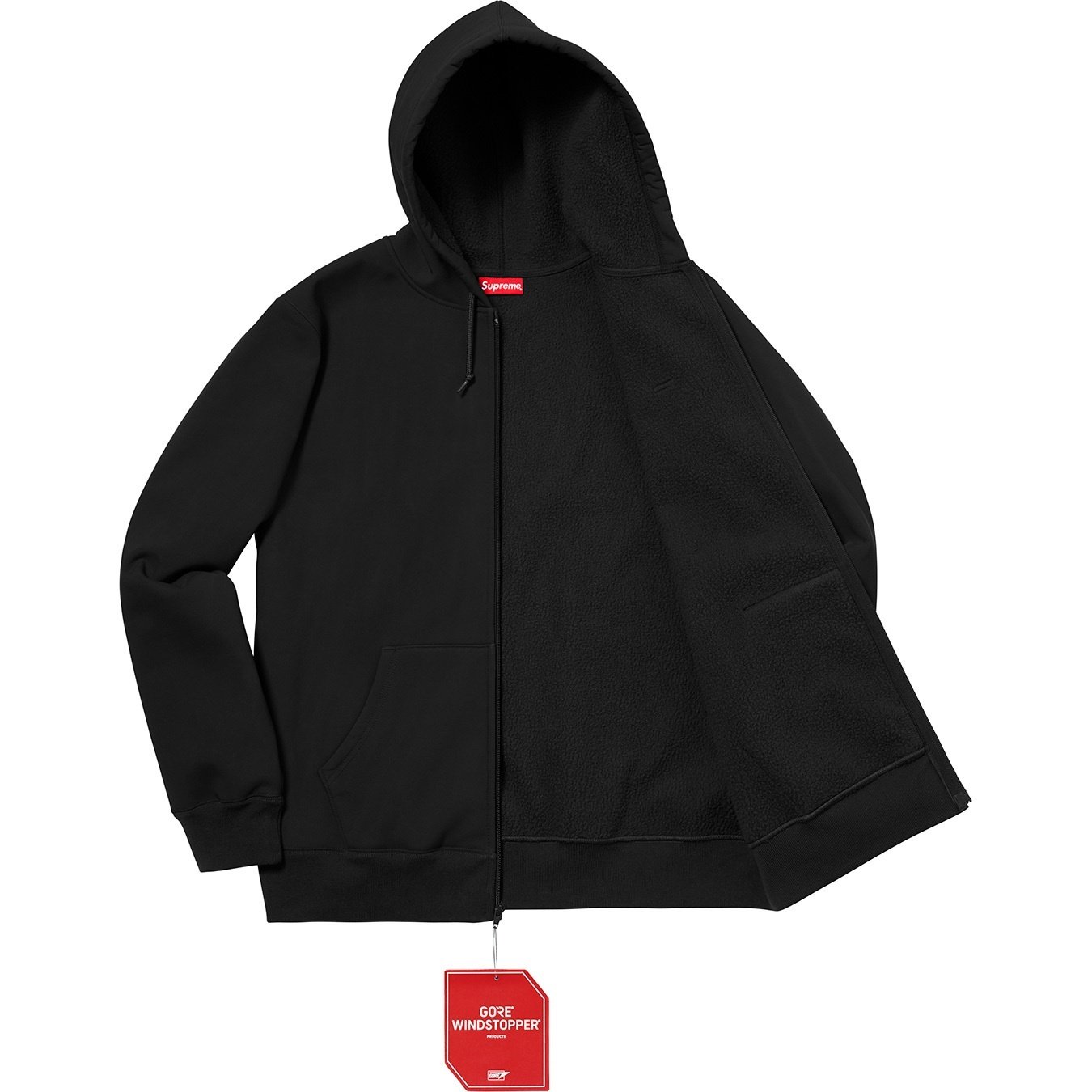 Supreme WINDSTOPPER Zip Up Hooded Sweatshirt (FW18) - Black - $228