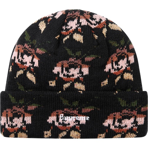 【極美品】 Supreme Rose Beanie 黒 Rose Jacquard Beanie - fall/winter 2018 - Supreme