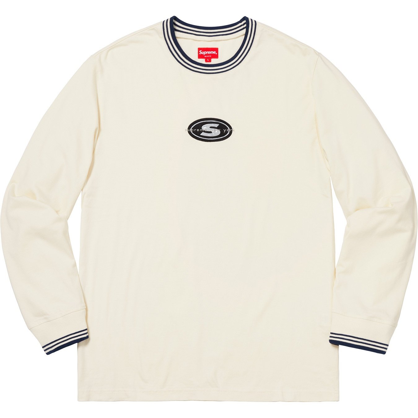Supreme Striped Rib Logo L S Top (FW18) - Natural - $98