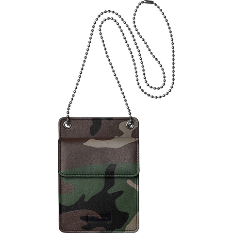 Supreme Leather ID Holder + Wallet - Woodland Camo