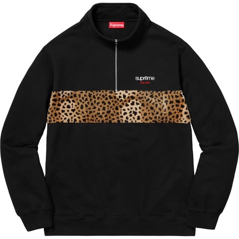 Supreme Leopard Panel Half Zip Sweatshirt - Black