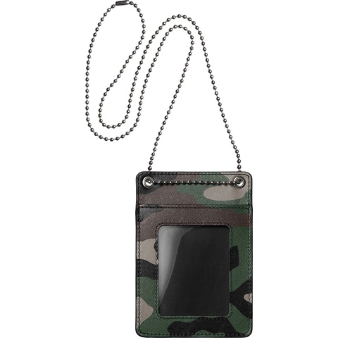 Supreme Leather ID Holder + Wallet - Woodland Camo