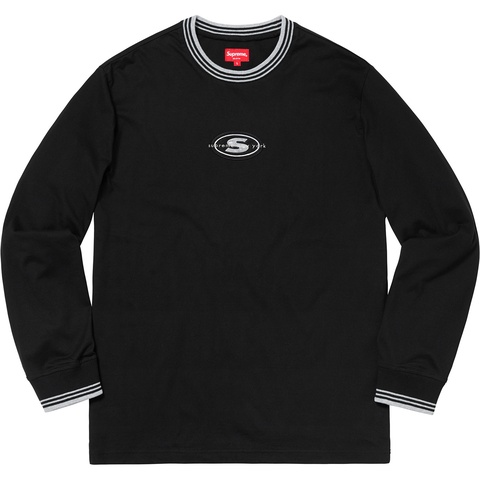 Supreme Striped Rib Logo L/S Top - Black