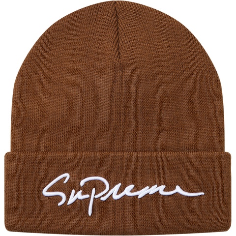 Supreme Classic Script Beanie - Brown