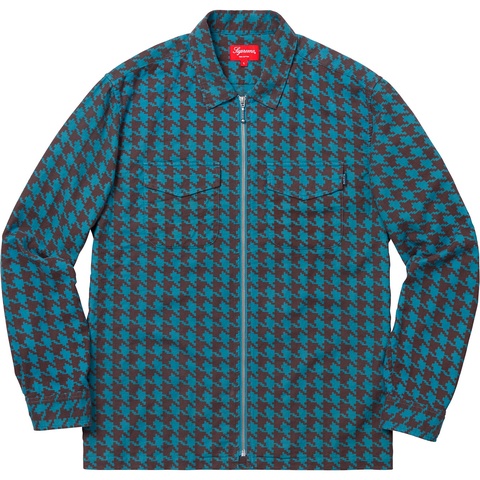 Houndstooth Flannel Zip Up Shirt - Supreme