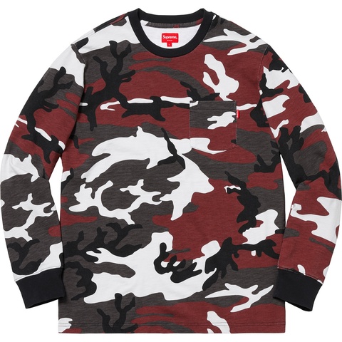 Supreme L/S Pocket Tee - Red Camo