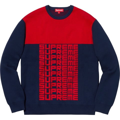 Supreme Logo Repeat Sweater - Navy