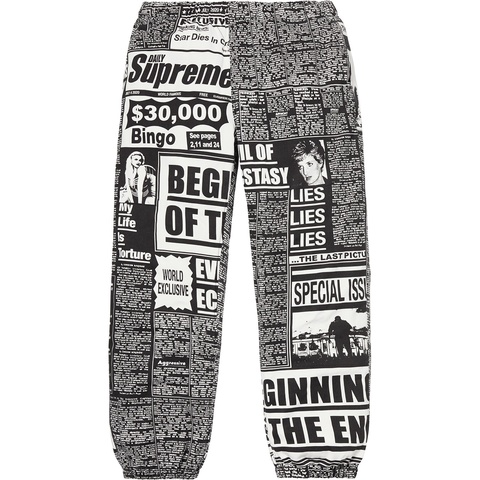 Supreme Newsprint Skate Pant - Black