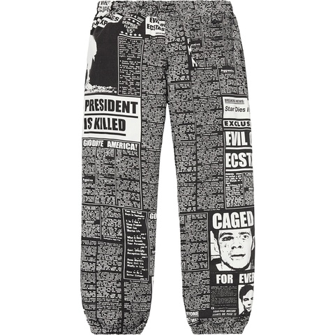 Supreme Newsprint Skate Pant - Black