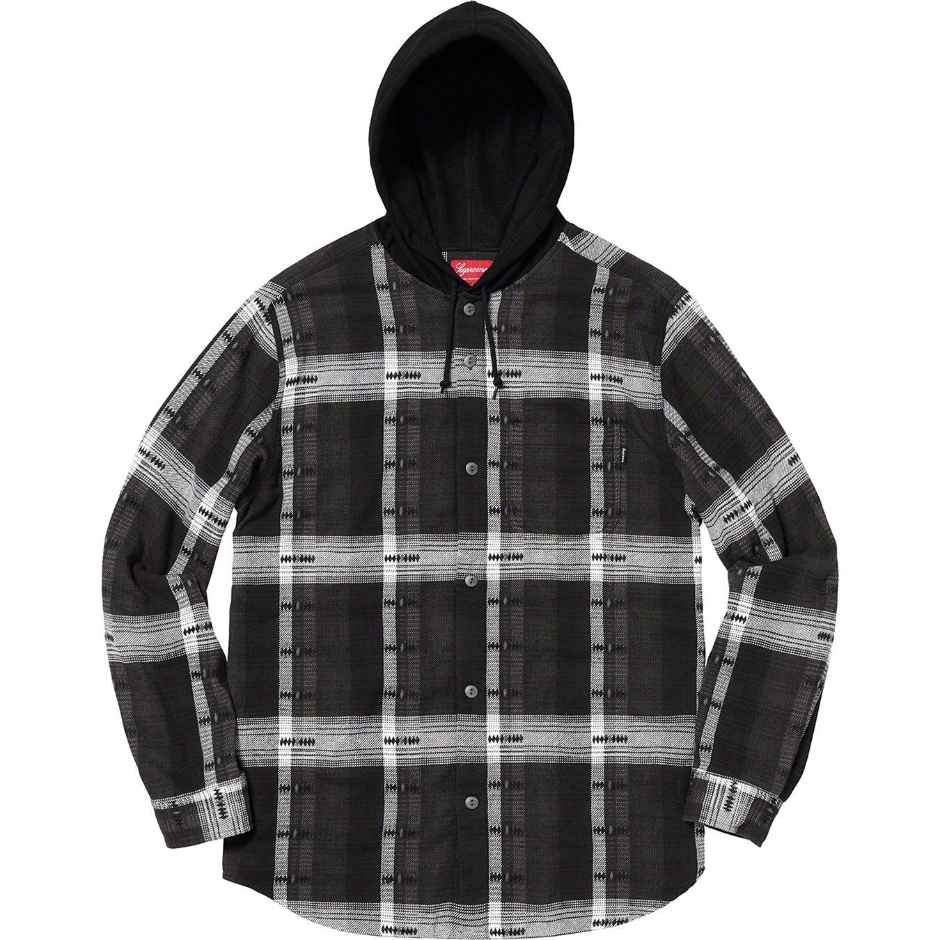Supreme Hooded Jacquard Flannel Shirt (FW18) - Black - $138