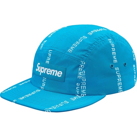 Supreme Reflective Text Camp Cap - Blue