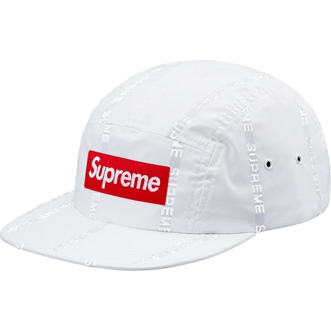 Supreme Reflective Text Camp Cap - White