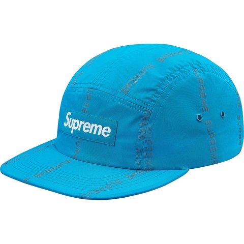 Supreme Reflective Text Camp Cap - Blue