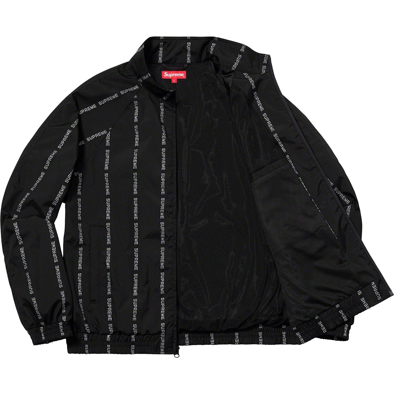 Supreme Reflective Text Track Jacket (FW18) - Black - $198