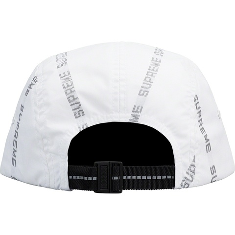 Supreme Reflective Text Camp Cap - White