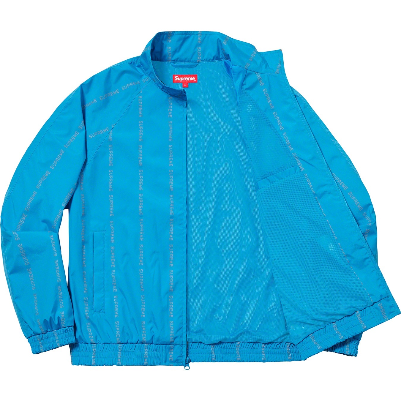 Supreme Reflective Text Track Jacket (FW18) - Blue - $198