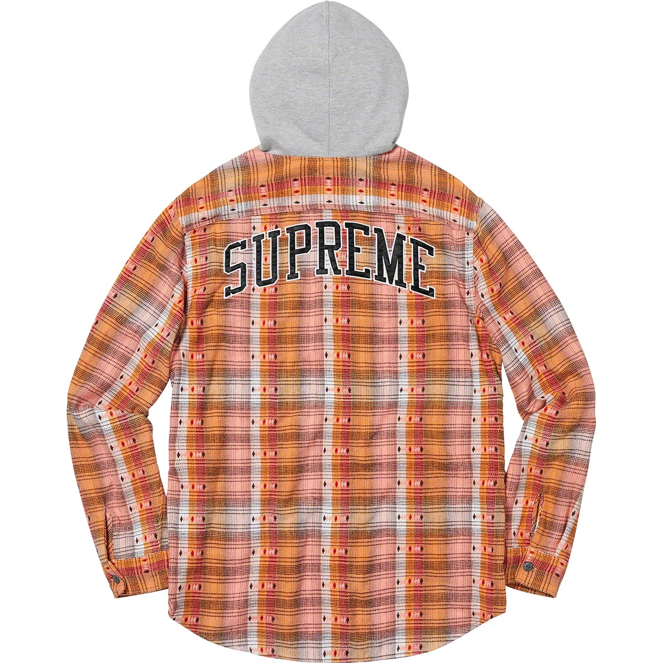Supreme Hooded Jacquard Flannel Shirt (FW18) - Orange - $138