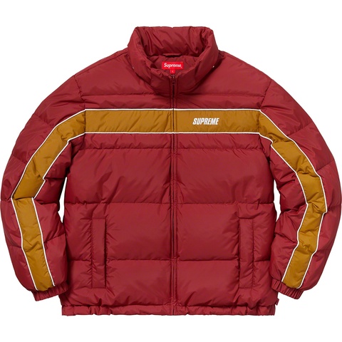 Supreme Stripe Panel Down Jacket - Burgundy