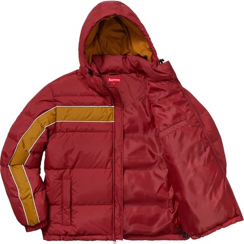 N*.様 Supreme Stripe Panel Down Jacket Supreme Stripe Panel Down Jacket Burgundy Fall/Winter 2018