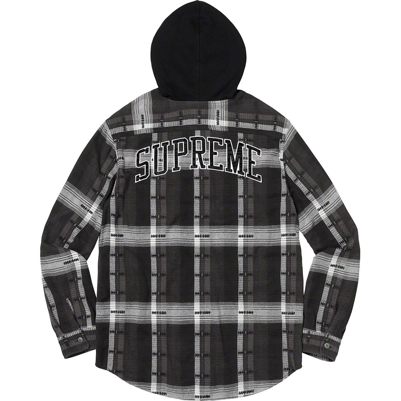 Supreme Hooded Jacquard Flannel Shirt (FW18) - Black - $138