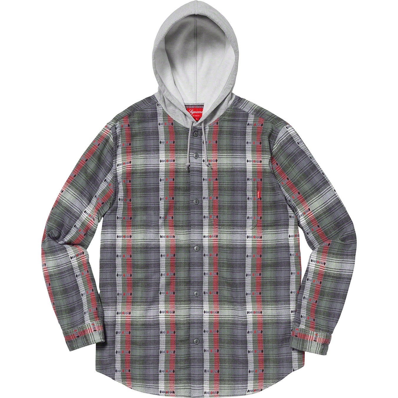 Supreme Hooded Jacquard Flannel Shirt (FW18) - Navy - $138