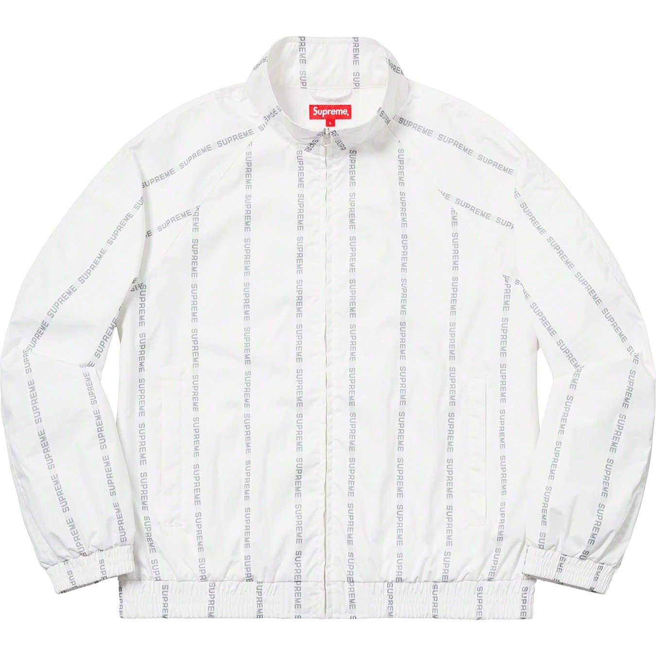 Supreme Reflective Text Track Jacket (FW18) - White - $198
